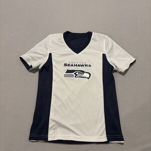 Seattle Seahawks Jersey Kids‎ Size Medium Reversible Blue White NFL Football